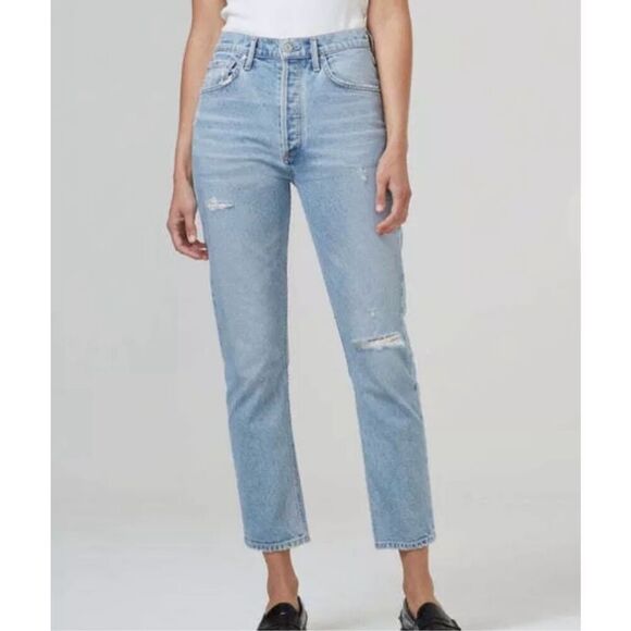 NWT Citizens of Humanity Jolene Womens 31 Bluejay High Rise Straight Distressed - Picture 1 of 16
